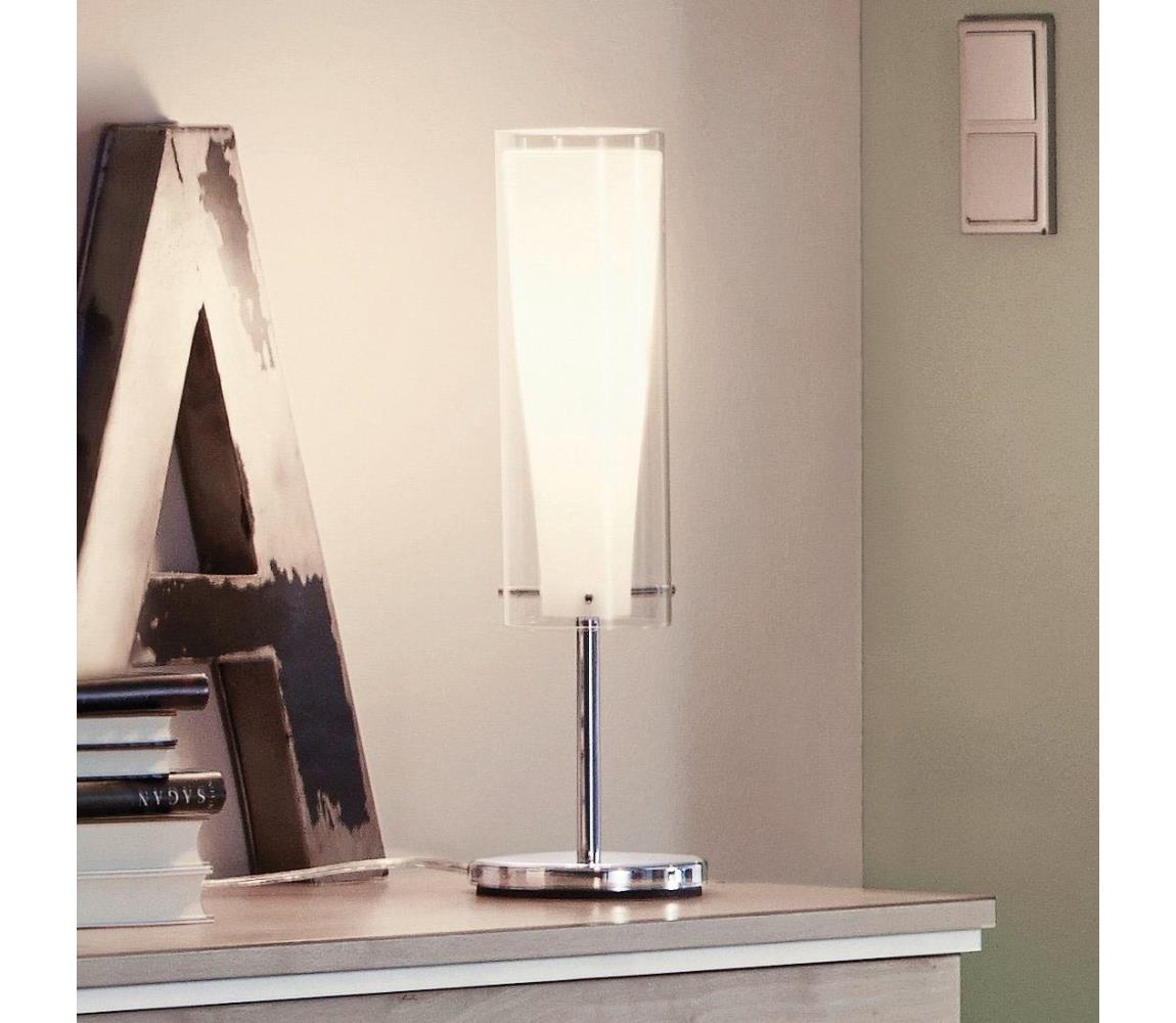 EGLO 89835 - Lampa stołowa PINTO 1 x E27/60W biała/opalone szkło