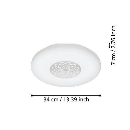 Eglo 900008 - Ściemnialna oprawa sufitowa CAPASSO LED/15,6W/230V 2700-6500K