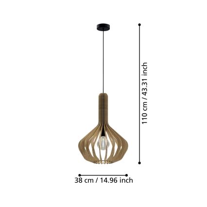 Eglo - Lampa wisząca na linku 1xE27/40W/230V śr. 38 cm beżowa
