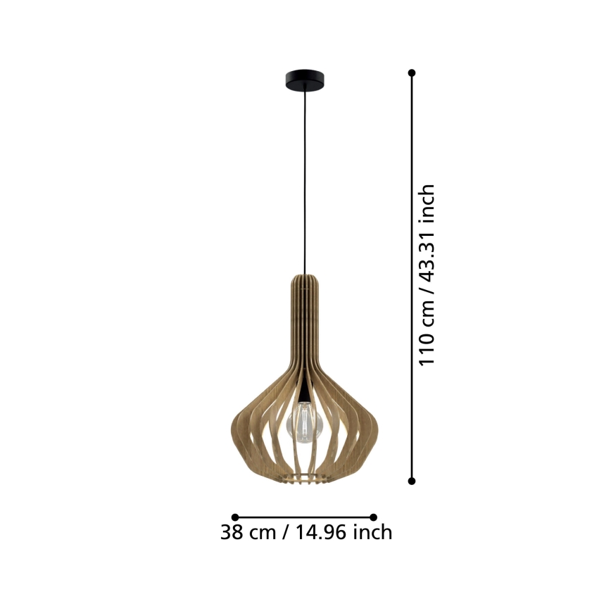 Eglo - Lampa wisząca na linku 1xE27/40W/230V śr. 38 cm beżowa