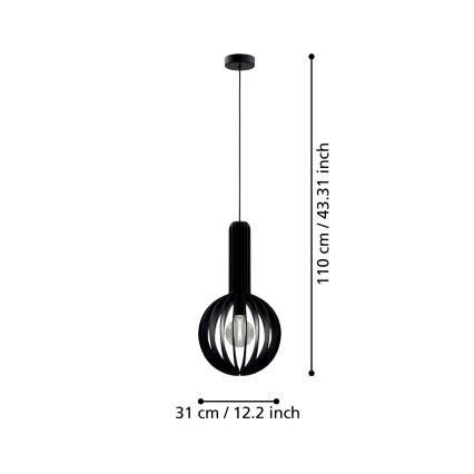 Eglo - Żyrandol na lince 1xE27/40W/230V śr. 31 cm czarny