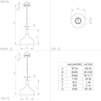 Eglo - Lampa wisząca na linkę 1xE27/40W/230V śr. 40 cm