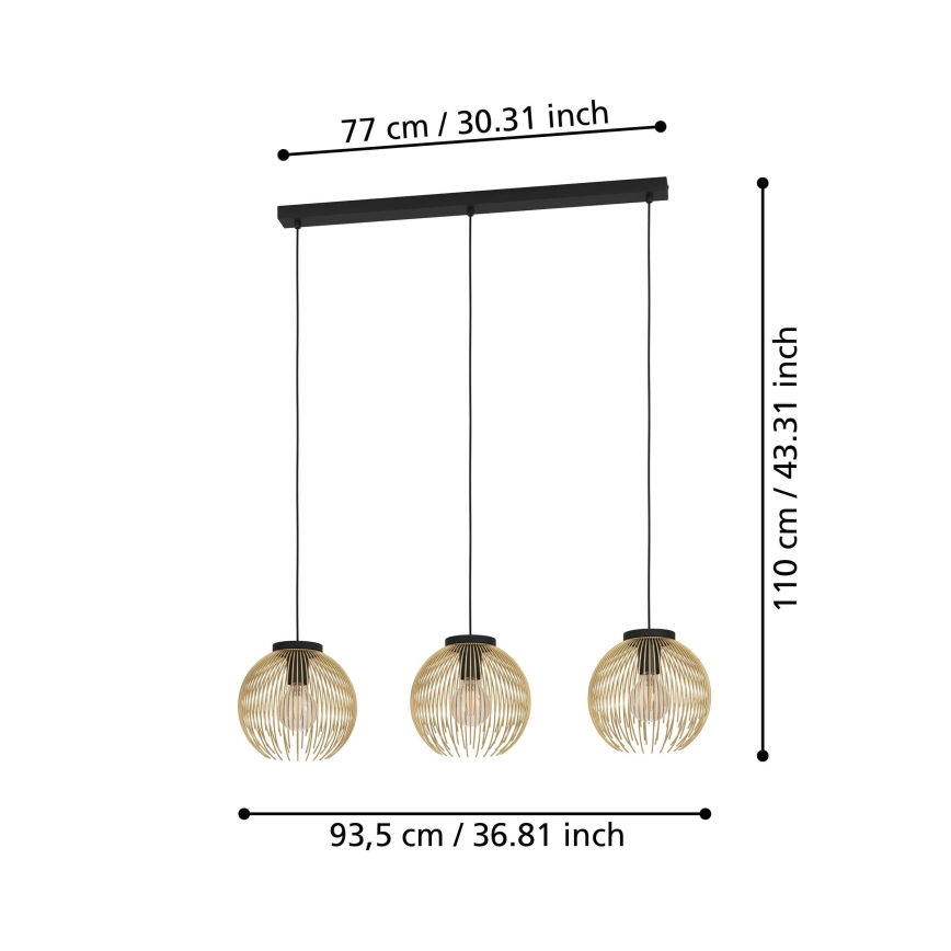 Eglo - Lampa wisząca na linkach 3xE27/40W/230V