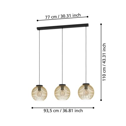 Eglo - Żyrandol na lince 3xE27/40W/230V