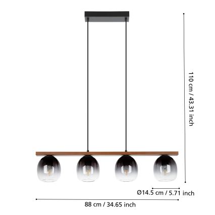 Eglo - Lampa wisząca na linkach 4xE27/40W/230V