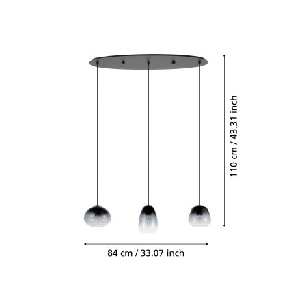 Eglo - Żyrandol na lince 3xE27/40W/230V