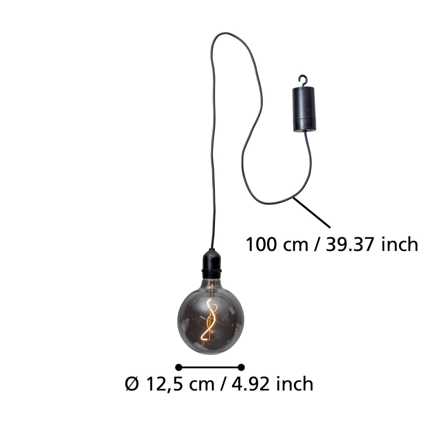 Eglo - LED Zewnętrzna lampa wisząca LED/0,06W/6V 4xAA IP44 szara