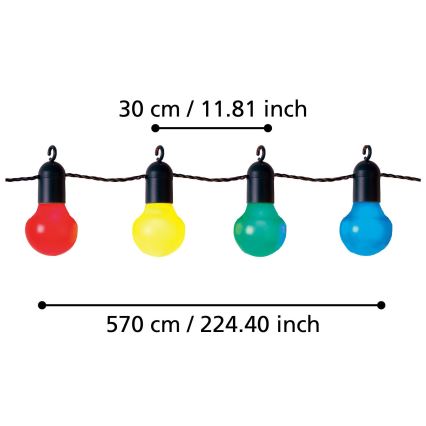 Eglo - Zewnętrzny łańcuch dekoracyjny LED 20xLED/0,064W/31V IP44