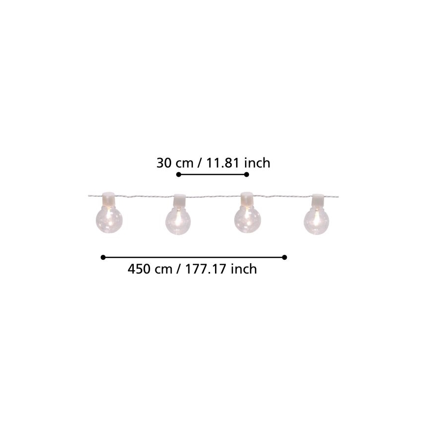 Eglo - Zewnętrzny łańcuch dekoracyjny LED 16xLED/0,064W/24V IP44 bílá