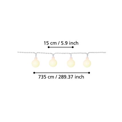 Eglo - Zewnętrzny łańcuch dekoracyjny LED 50xLED/0,066W/4,5V IP44