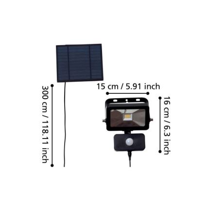 Eglo - LED Solarny naświetlacz z czujnikiem 15xLED/0,03W/3,7V 2600 mAh IP44