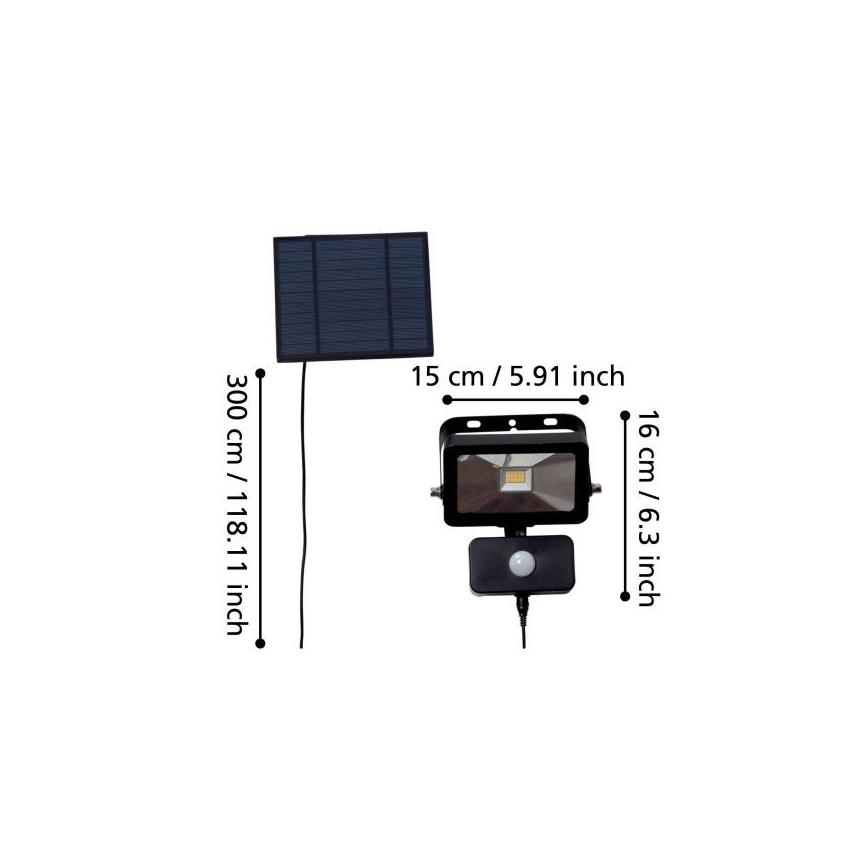 Eglo - LED Solarny naświetlacz z czujnikiem 15xLED/0,03W/3,7V 2600 mAh IP44