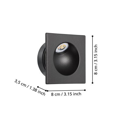 Eglo - LED Oświetlenie schodowe LED/2W/230V 3000K czarne