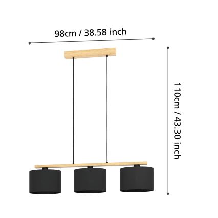 Eglo - Lampa wisząca na linkach 3xE27/40W/230V