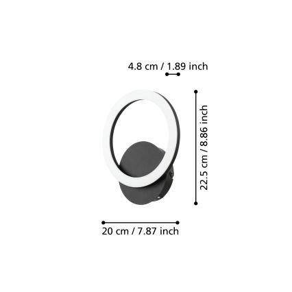 Eglo - LED Ściemnialny kinkiet LED/12W/230V