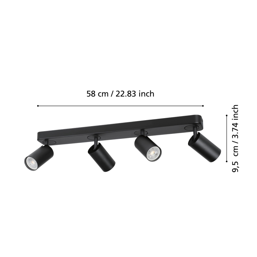 Eglo - LED RGBW Ściemnialny naświetlacz 4xGU10/4,9W/230V czarny