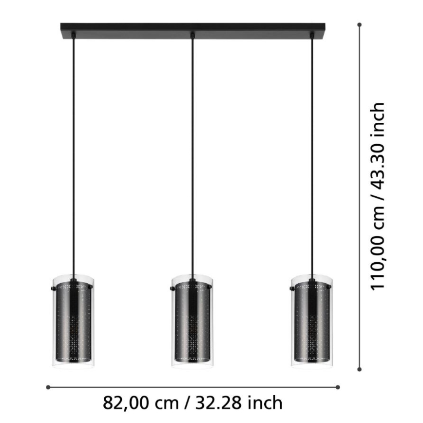 Eglo - Lampa wisząca na linkach 3xE27/10W/230V