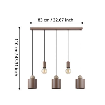 Eglo - Żyrandol na lince 5xE27/40W/230V