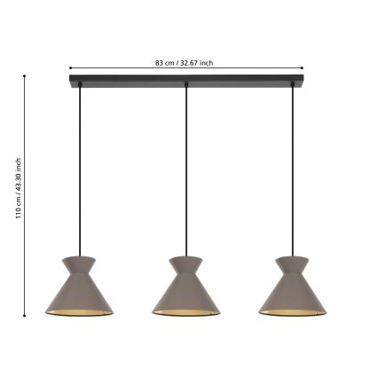 Eglo - Lampa wisząca na linkach 3xE27/40W/230V