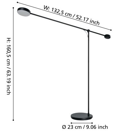 Eglo - LED Ściemnialna dotykowa lampa podłogowa LED/24W/230V