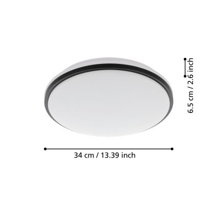 Eglo - LED sufitowa lampa łazienkowa LED/15,6W/230V IP44 czarna