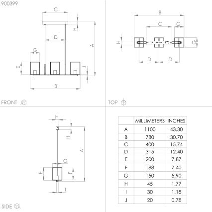 Eglo - Lampa wisząca na linkach 3xE27/40W/230V