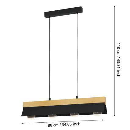 Eglo - Lampa wisząca na linkach 4xE27/40W/230V