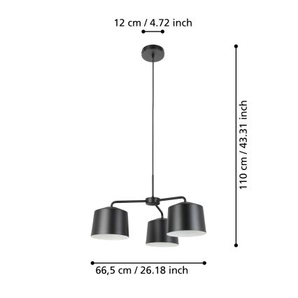 Eglo - Lampa wisząca na linkach 3xE27/40W/230V