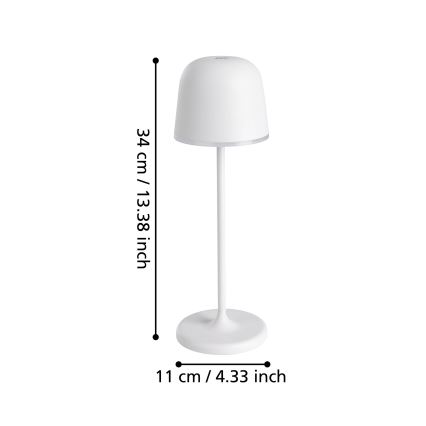 Eglo - LED Ściemnialna zewnętrzna lampa akumulatorowa LED/2,2W/5V 1800 mAh szare IP54