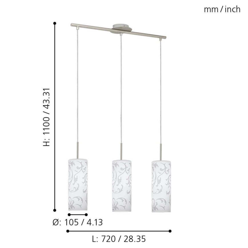 Eglo - Lampa wisząca 3x E27/60W