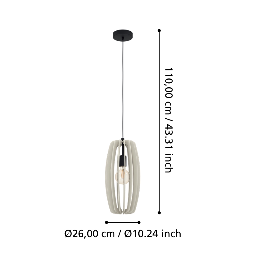 Eglo - Żyrandol na lince 1xE27/40W/230V kremowy