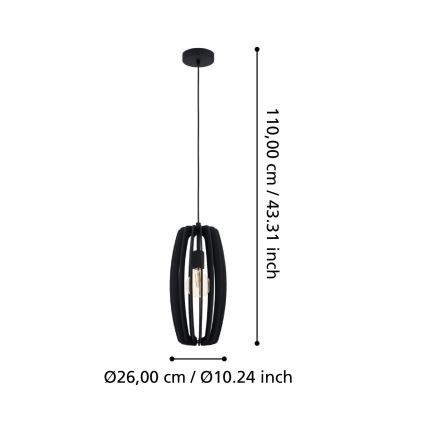 Eglo - Żyrandol na lince 1xE27/40W/230V czarny