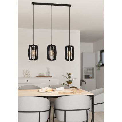 Eglo - Lampa wisząca na linkach 3xE27/40W/230V czarna
