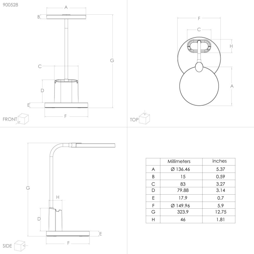 Eglo - LED Ściemnialna lampka stołowa LED/2,1W/5V 1500 mAh 3000-6500K czarna