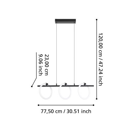 Eglo - LED Żyrandol na lince 3xLED/9W/230V