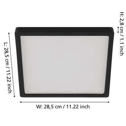 Eglo - LED Regulowane natynkowe oświetlenie sufitowe LED/20,5W/230V czarne