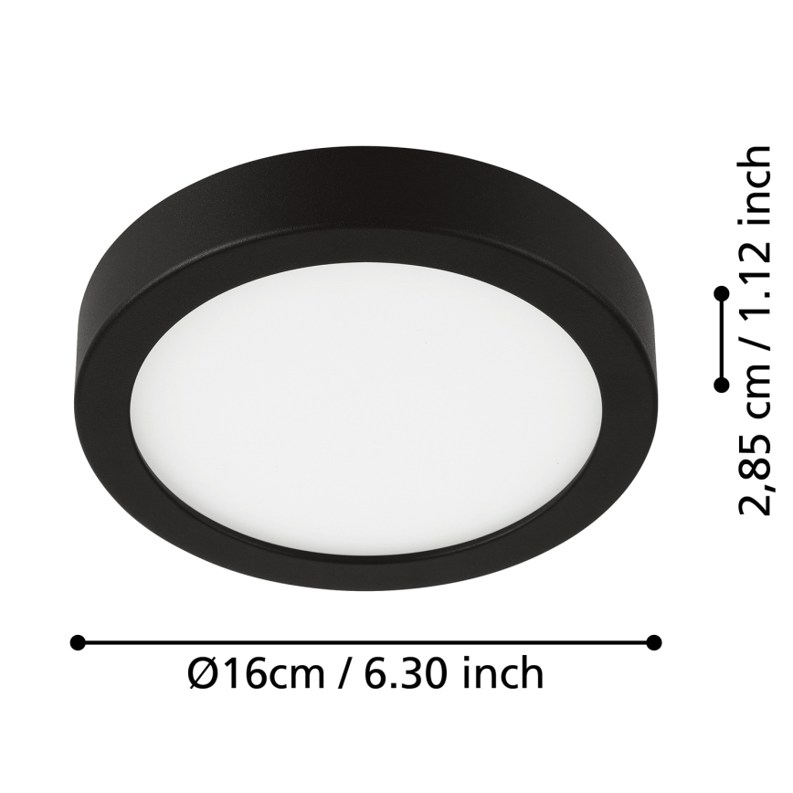 Eglo - LED oprawa sufitowa łazienkowa LED/11W/230V IP44 czarna śr. 16 cm