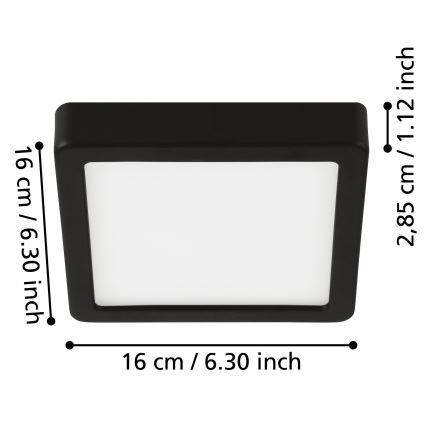 Eglo - LED łazienkowa oprawa sufitowa LED/11W/230V IP44 czarna 16x16 cm