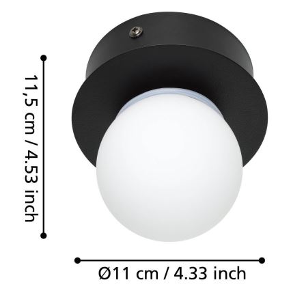 Eglo - LED Plafon łazienkowy LED/3,3W/230V IP44 czarny