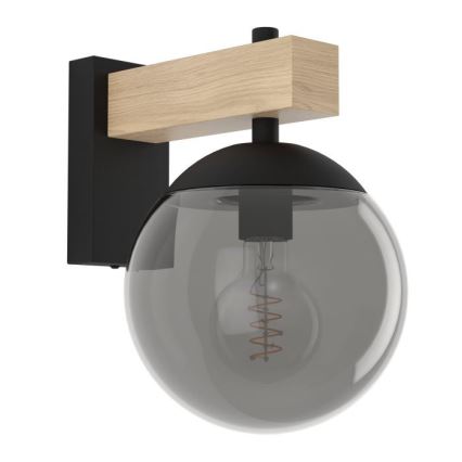 Eglo - Kinkiet zewnętrzny 1xE27/40W/230V czarny/drewno IP44