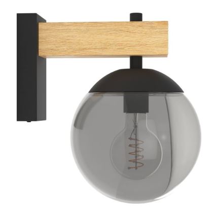 Eglo - Kinkiet zewnętrzny 1xE27/40W/230V czarny/drewno IP44