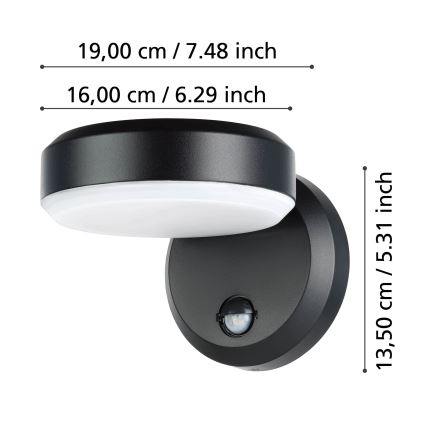 Eglo - LED Kinkiet zewnętrzny z czujnikiem LED/10,8/230V IP44