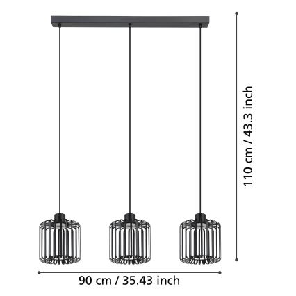 Eglo - LED RGBW Ściemnialny żyrandol na lince 3xLED/3,7W/230V 2700-6500K