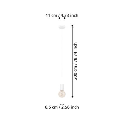 Eglo - Żyrandol na lince 1xE27/40W/230V biała +