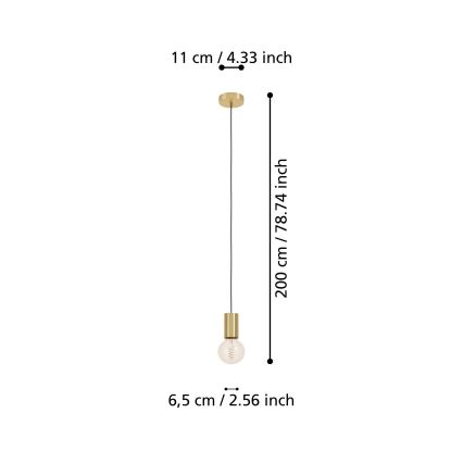 Eglo - Żyrandol na lince 1xE27/40W/230V złoty