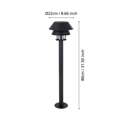 Eglo - Lampa zewnętrzna 1xE27/40W/230V 80 cm IP65