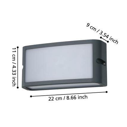 Eglo - LED Kinkiet zewnętrzny LED/10,5W/230V antracyt IP54