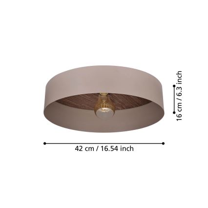 Eglo 900838 - Plafon DUAIA 1xE27/40W/230V brązowy