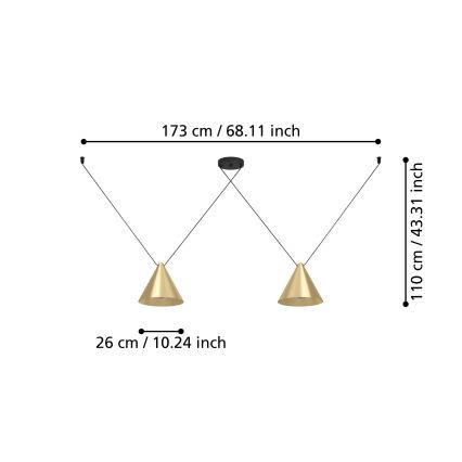 Eglo - Żyrandol na lince 2xE27/40W/230V