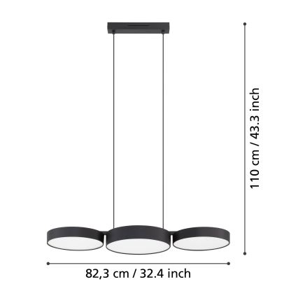 Eglo - LED RGBW Ściemnialny żyrandol na lince 3xLED/7,5W/230V 2700-6500K czarny